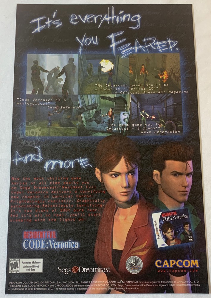 2001 video game ad page ~ RESIDENT EVIL CODE: VERONICA