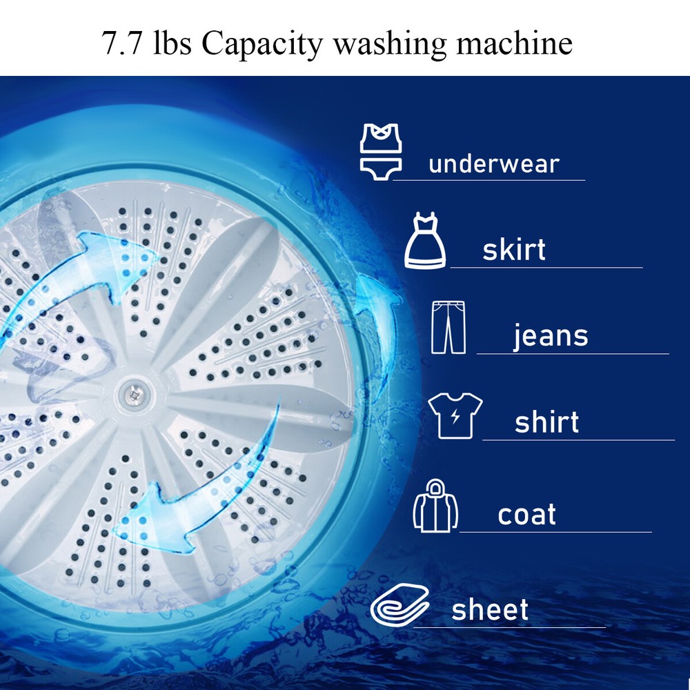 Costway Full-Automatic Washing Machine 7.7 lbs Washer/Spinner Germicidal Blue