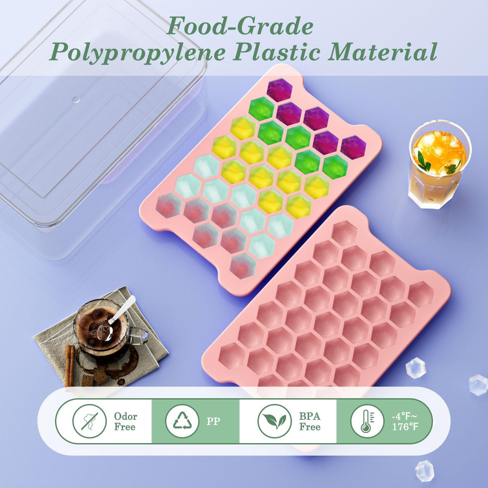 Small Ice Cube Tray for Freezer: Easy Release Ice Cube Maker - Plastic Stackabl