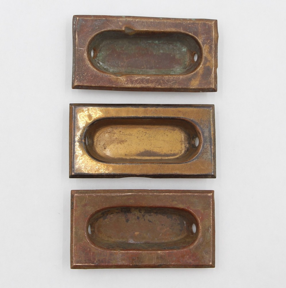 Vintage Rectangular 3.125 in. Pressed Brass Window Sash Lift