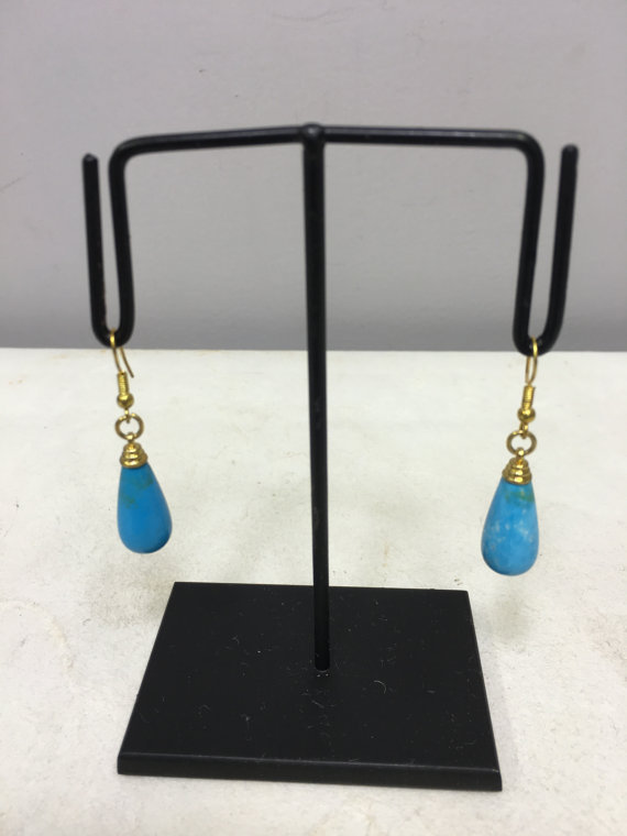 Earrings Blue Howlite Dangle Tibetan Earrings