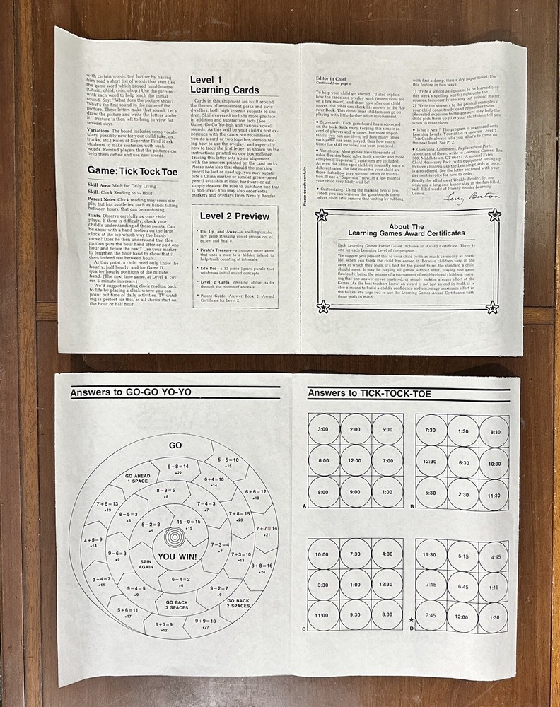 1981 Weekly Reader Learning Games Box Set