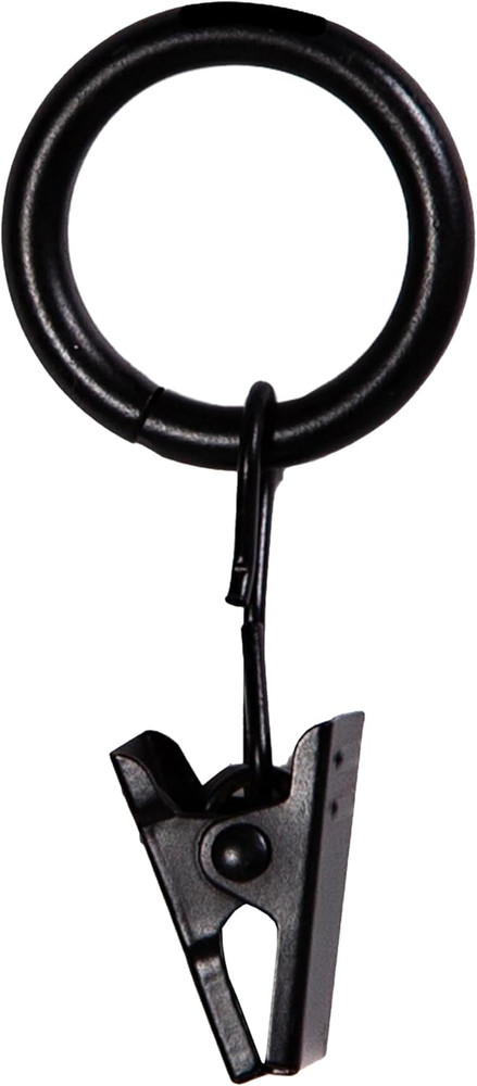 Petit Window Curtain Clip Rings, 14-Pack, Black