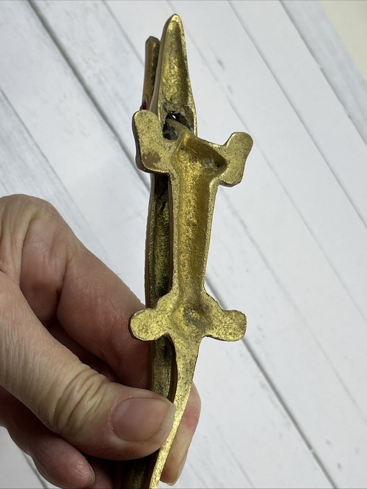 Brass Bronze Alligator Crocodile Reptile Nutcracker Nut Cracker W/ruby Eye 7”