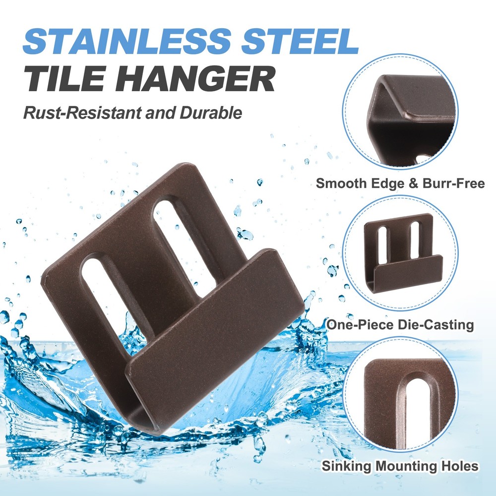 10 Pcs Adjustable Tile Hooks, Black Bronze, Width 10mm (3/8")