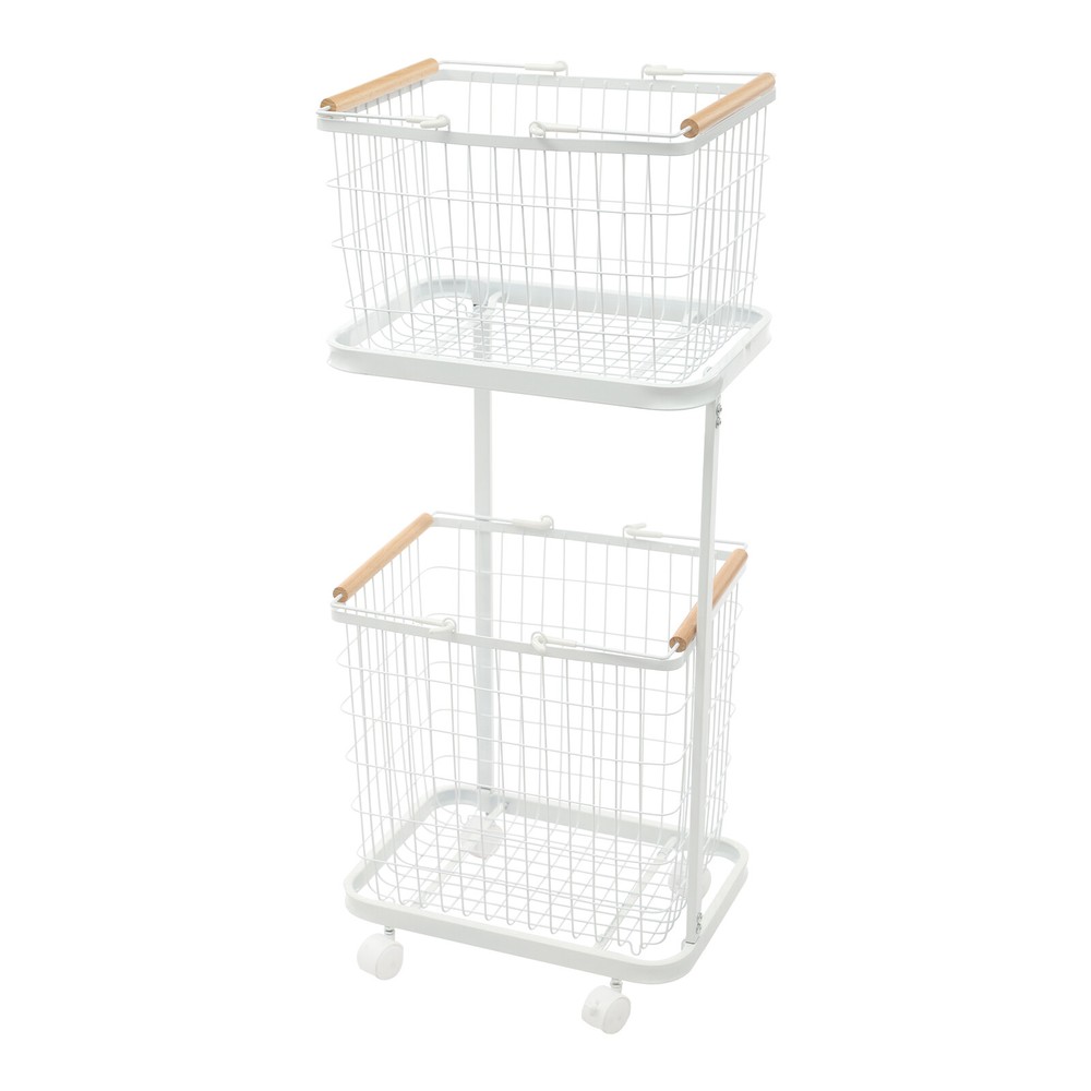 Two-Tier Laundry Basket With Removable Baskets & Universal Wheels