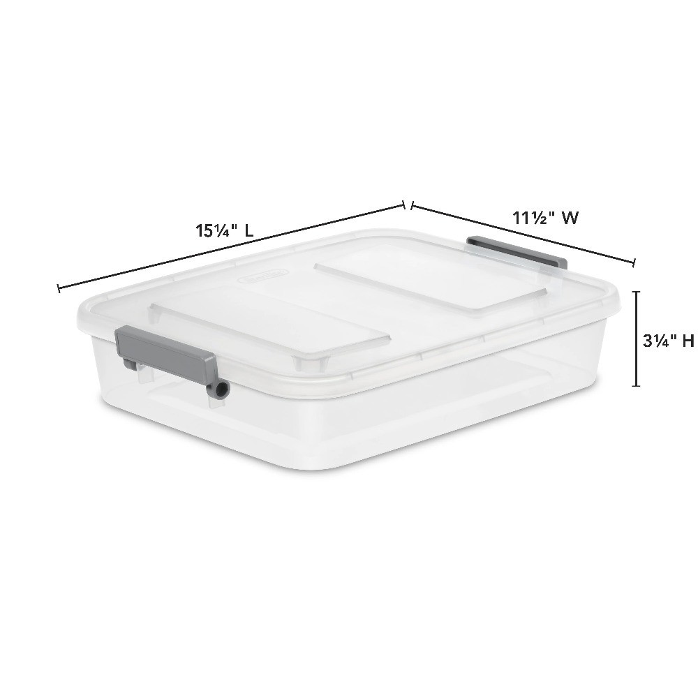 6.2 Quart Clear Plastic Storage Box with Write-on Lid Latches Gray 4-Pack