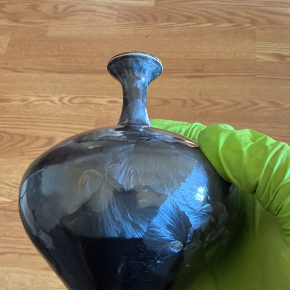 Helios Black Ceramic Decorative Vase, Glossy Finish