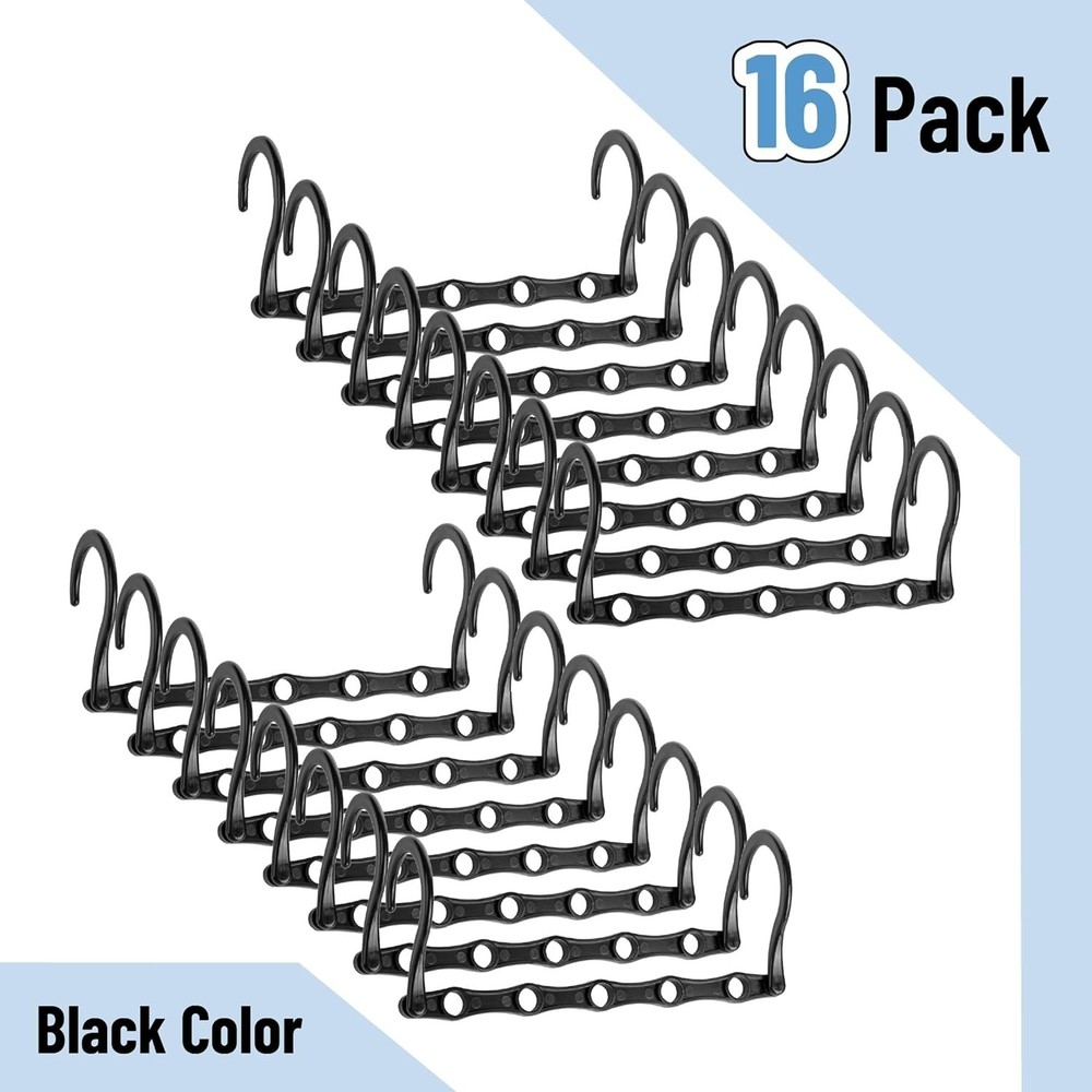 Black Plastic Multi Clothes Hangers - 16 Pack for Optimal Closet Space