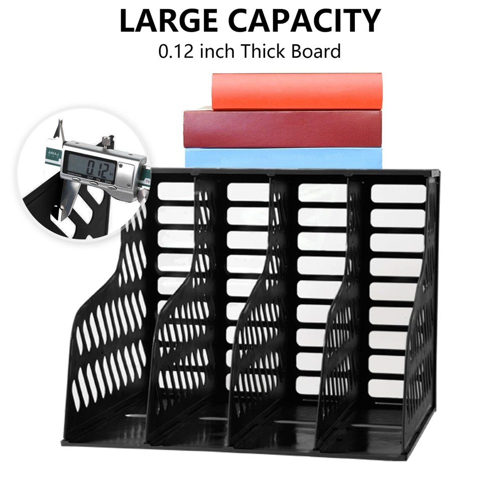 Magazine File Holder Plastic Desktop File Folder Organizer with 4 Large Compa...