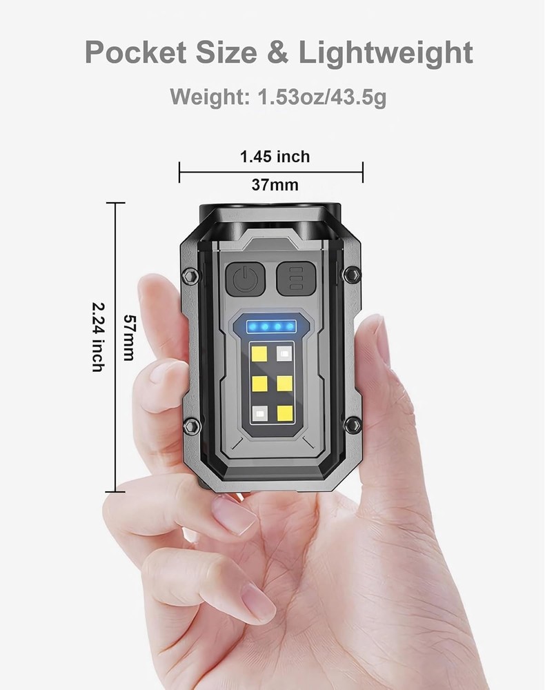 Pocket LED Flashlight Rechargeable, 500 Lumens Keychain Black