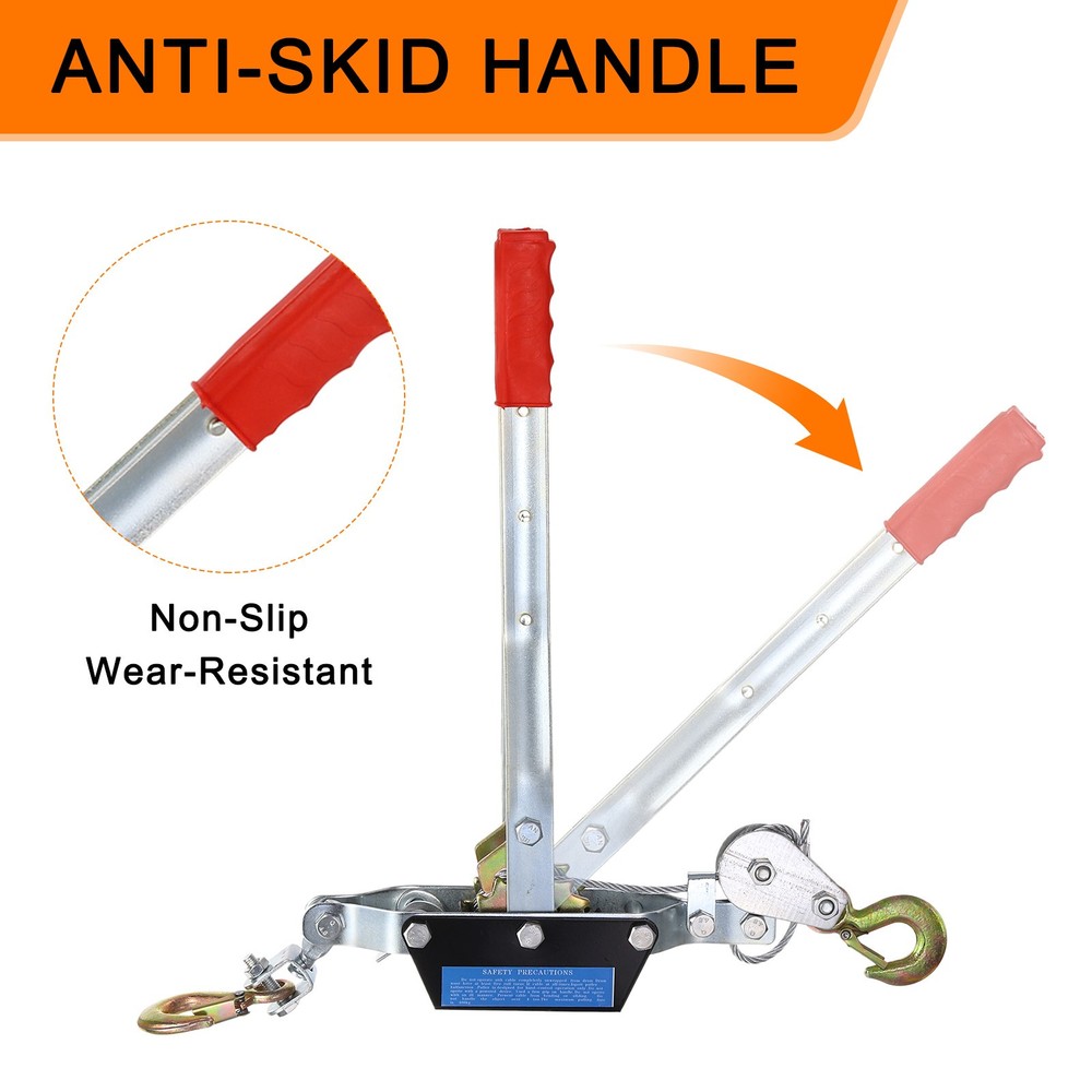 Come Along Winch,2 Ton Winch,Hand Cable Puller with 2 Hooks