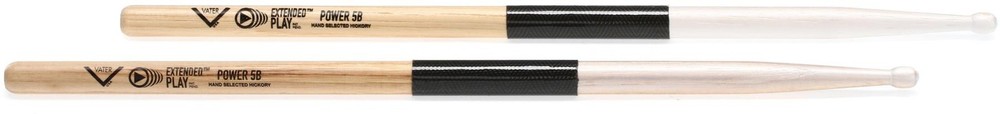 Vater Extended Play Drumsticks - Power 5B - Wood Tip (2-pack) Bundle