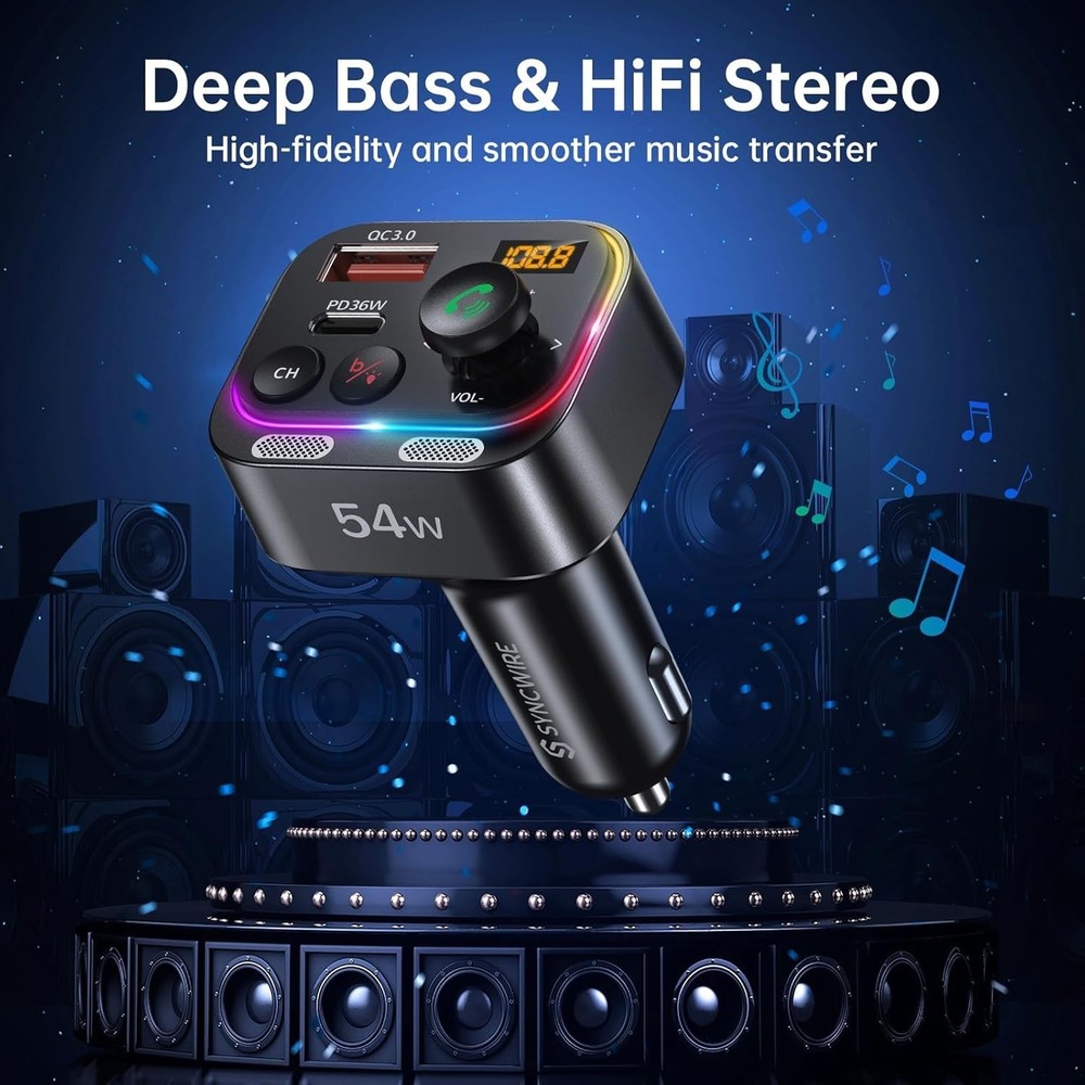 LED Display Bluetooth FM Transmitter with Fast Charging & Enhanced Sound Quality