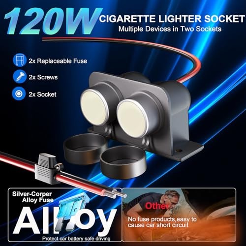 12V Car Cigarette Lighter Socket: 2 Socket Cigarette Lighter Splitter with