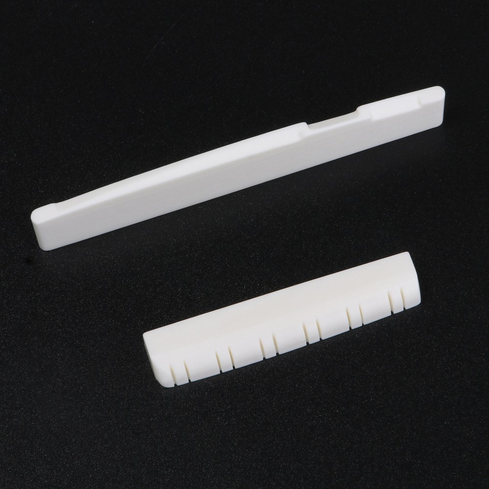 Cattle Bone Slotted Saddle and Nut For 12 String Acoustic Guitar Easy to Install