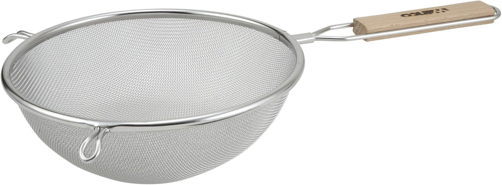 Strainer with Single Fine Mesh, 8-Inch Diameter, Medium, Stainless Steel, Tan,Si
