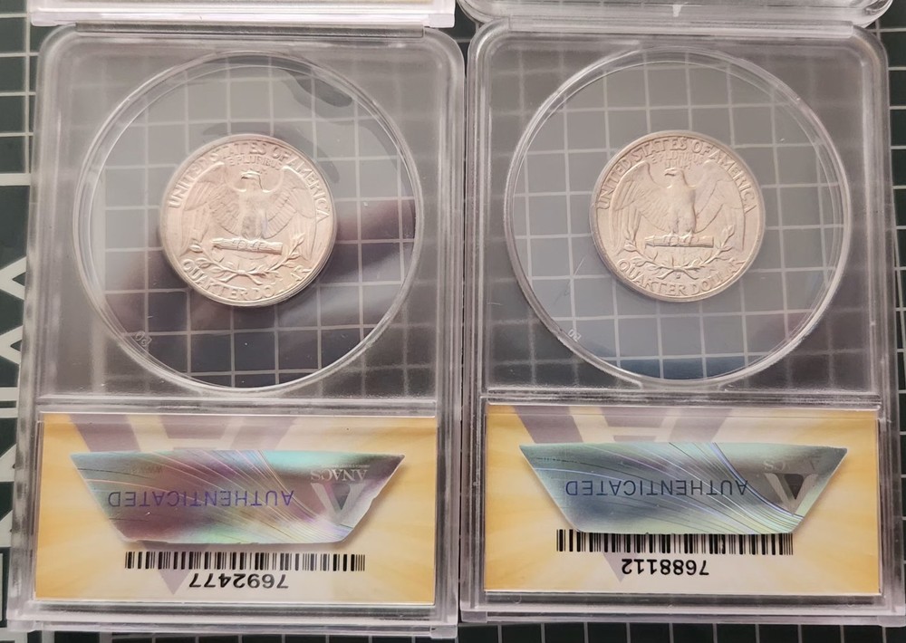 1942 and 1942 D ANACS MS 64 WASHINGTON QUARTERS