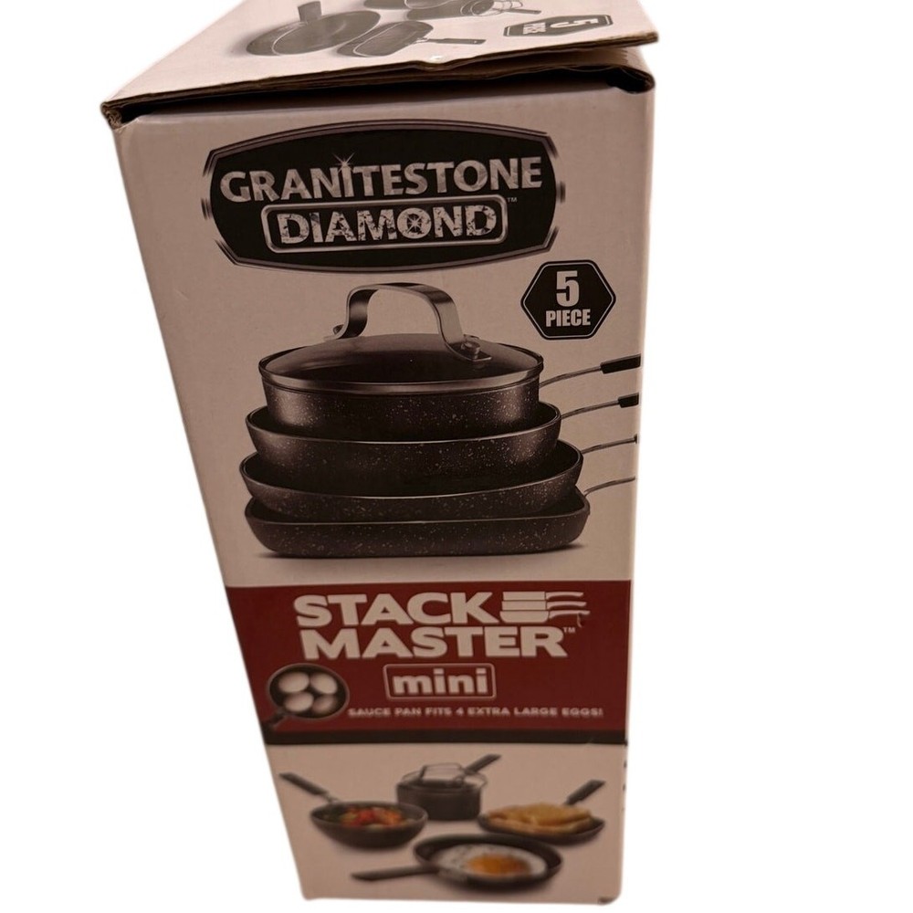 GraniteStone Diamond Stackmaster Mini 5 Pc Nonstick Cookware Set Stackable