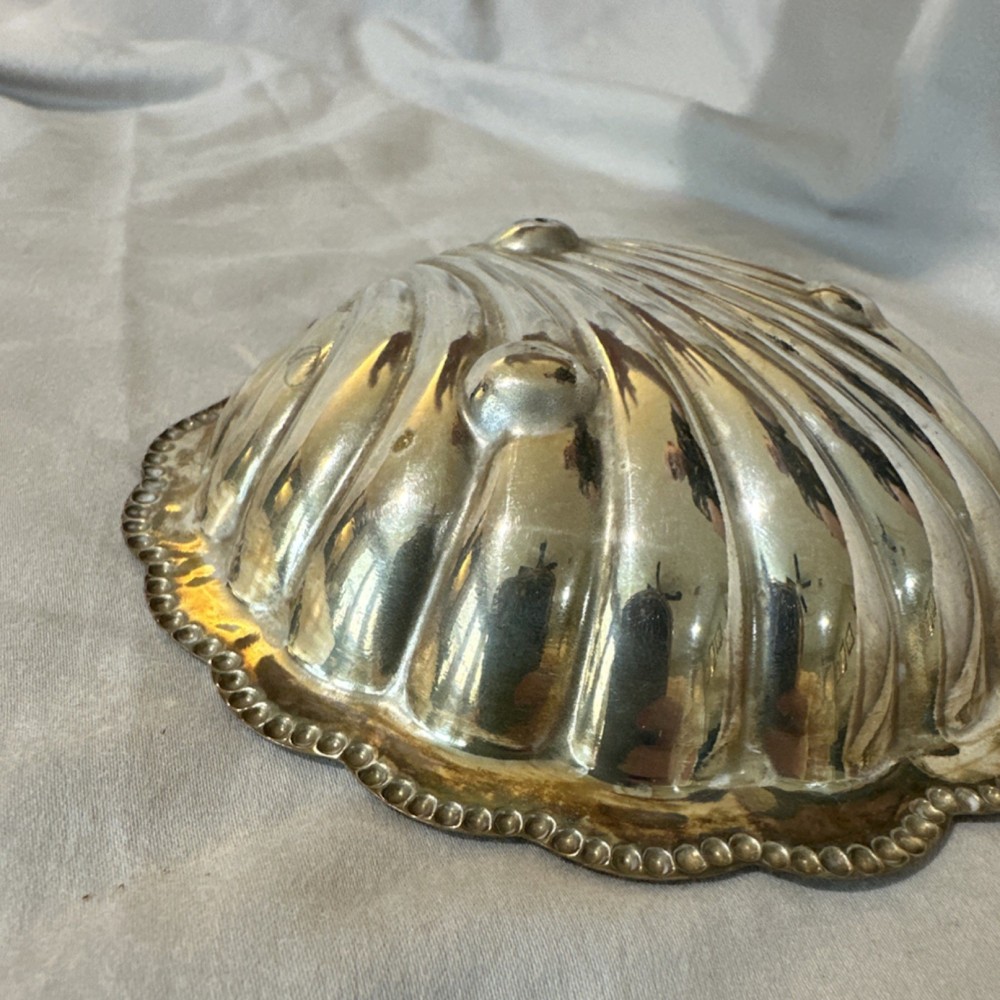 Celtic Quality Plate Silver Plated Shell Dish with Glass Insert 5 inches
