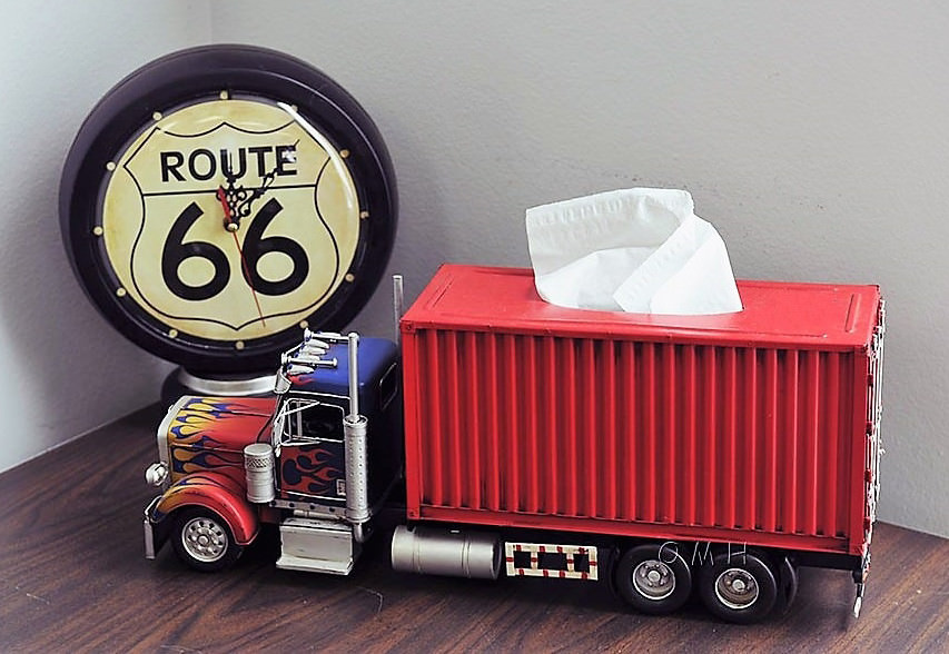 Rectangular Tissue Holder 10 Wheeler Box Container Truck 19.5" Scale Metal Model