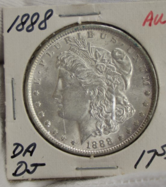 1888 US Morgan Silver Dollar $1 AU + (Scratch)