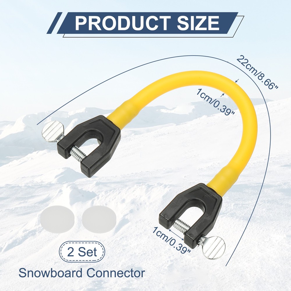 Ski Tip Connector, Snowboard Clip Ski Training Aid Basic Turning 2 Pcs & Yellow