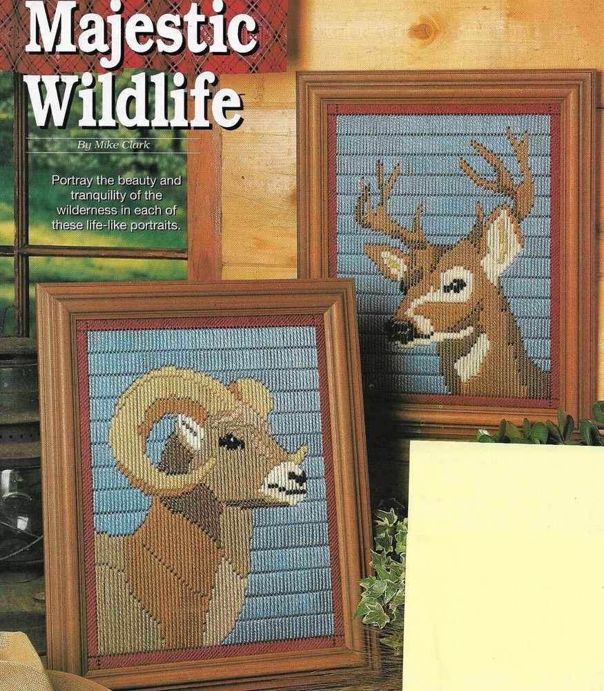 MAJESTIC WILDLIFE DEER & SHEEP LONG STITCH PLASTIC CANVAS PATTERN INSTRUCTIONS