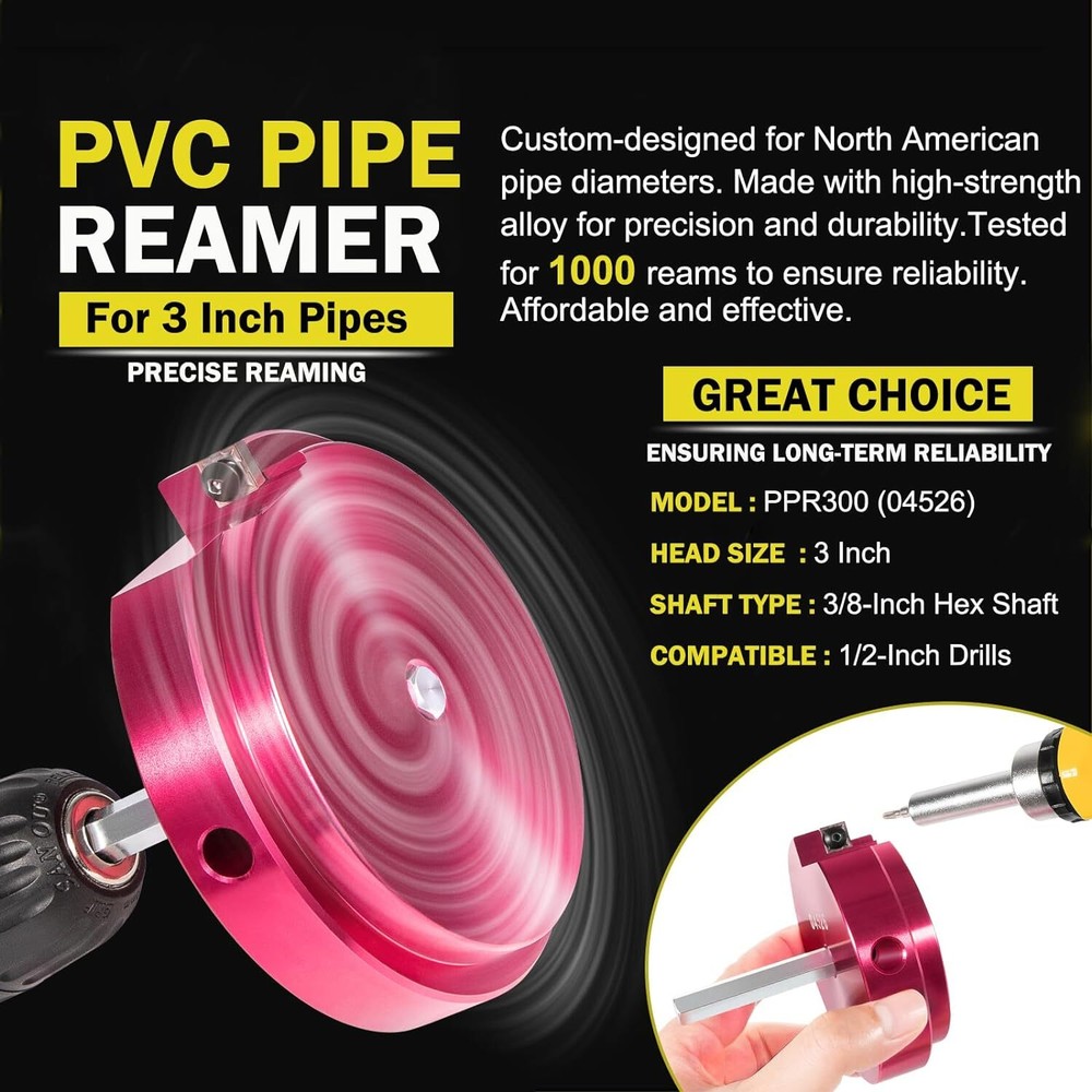 04526 PPR300 3 Inch Plastic Pipe Fitting Reamer PVC ABS CPVC Socket Saver