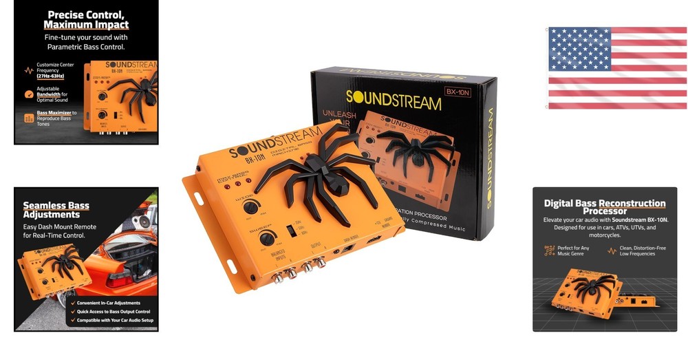 BX-10N Bass Restoration Processor: Parametric Equalizer for Car Audio - Orange