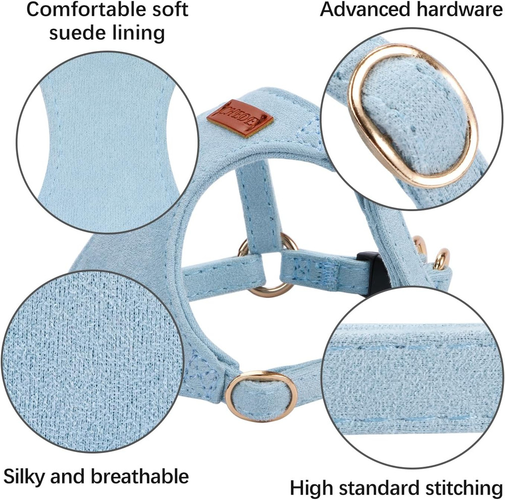No Pull Dog Harness- Lightweight, Soft, Adjustable Small Harness Collar and Leas
