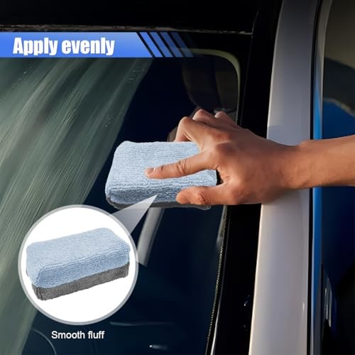 12PCS Ceramic Coating Applicator Sponge, Microfiber Rectangular Auto Blue