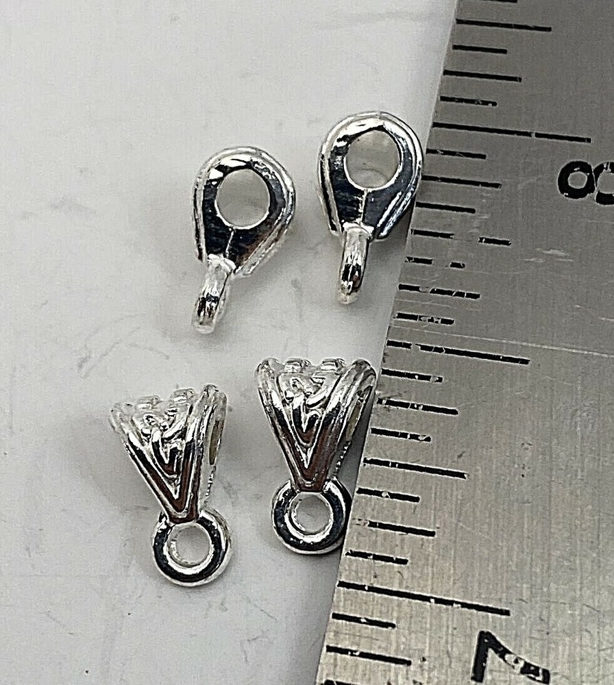 100 ~ Silver Bails Connectors for Charms/Pendants/Beads #4 Box 98
