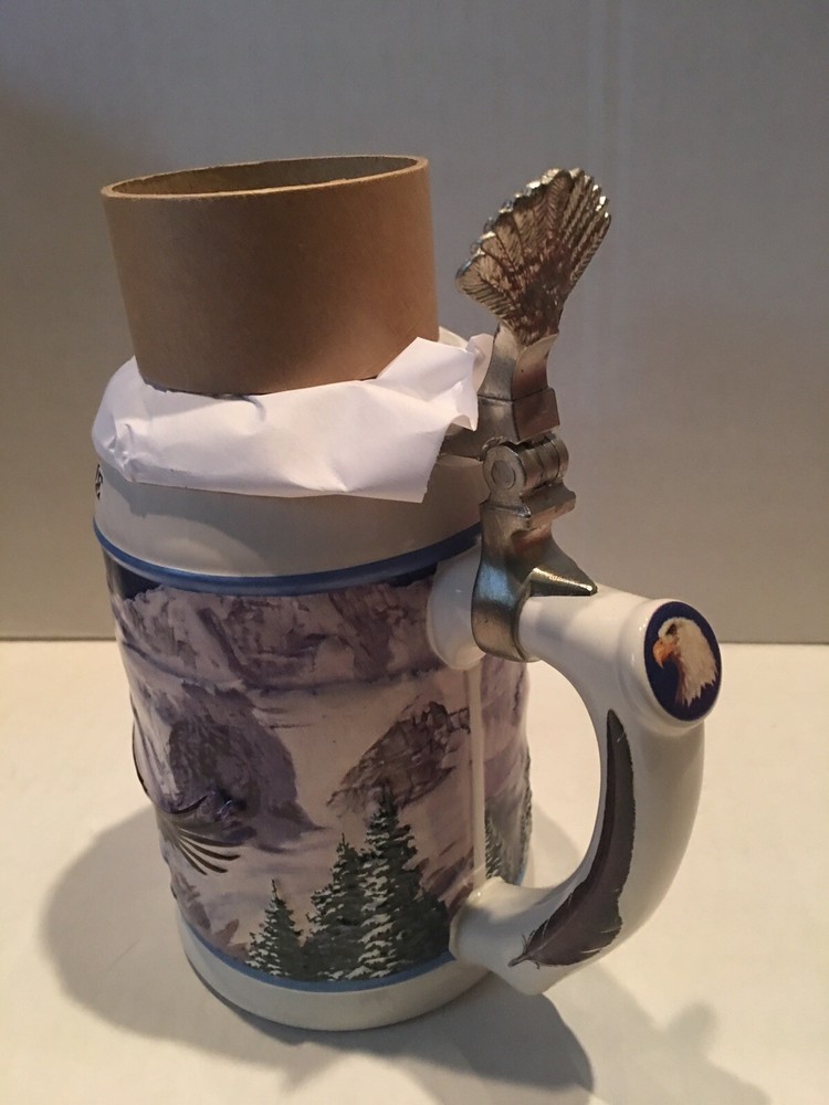 NIB-Budweiser Anheuser-Busch American Bald Eagle Series "Winter" Lidded Stein