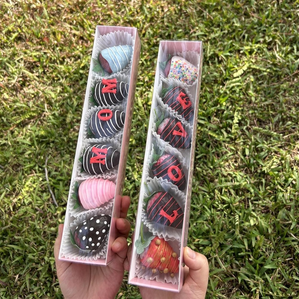 Romantic Baking 50 Pack Long Chocolate Covered Strawberry Macaron Truffle Coc...