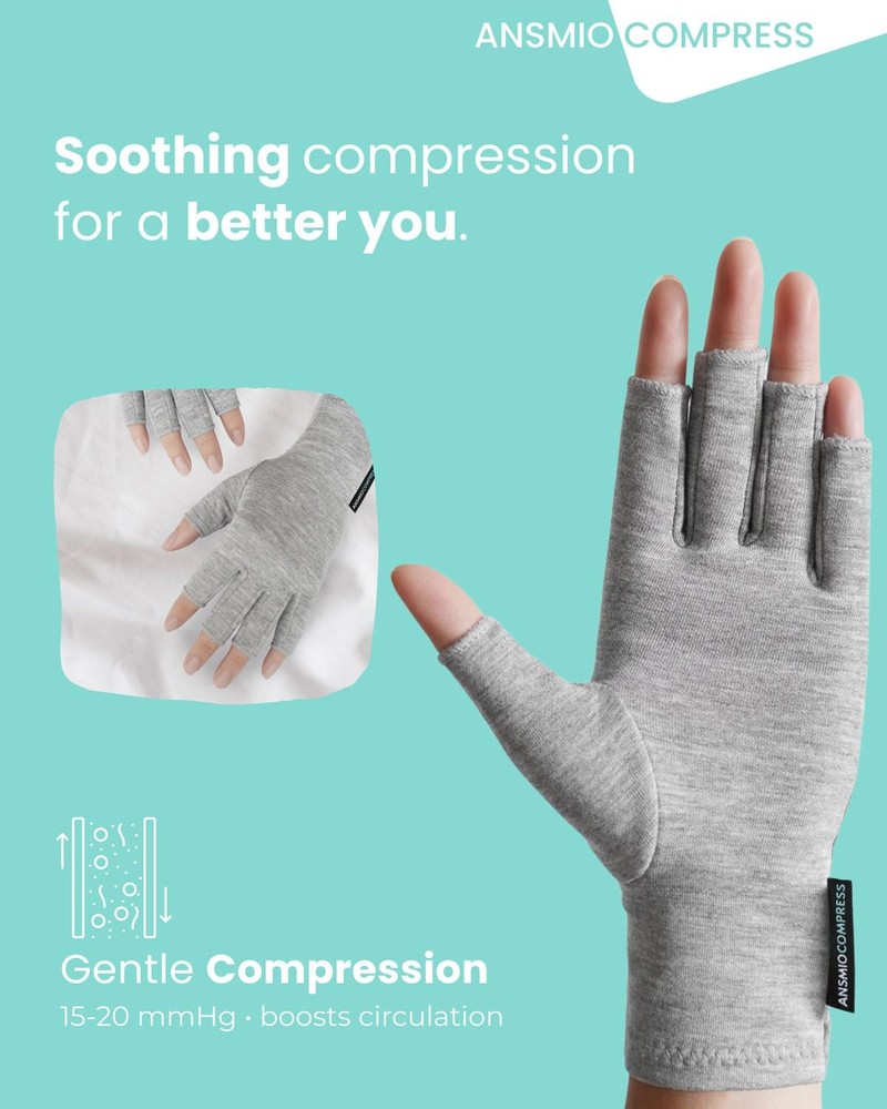 Rayon Derived from Bamboo Compression Gloves – Fingerless Arthritis & Carpal ...