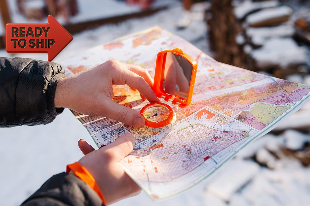 Boy Scout Sighting Compass - Adjustable Declination Mirror, Compass Base Plate,