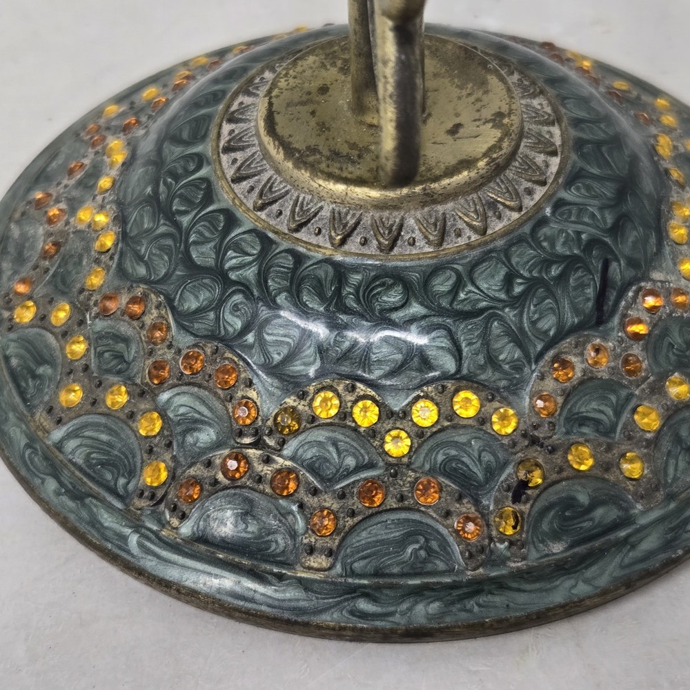 VTG Brass Tilting Vanity Mirror Table Mirror Standing Mirror Frame Rhinestones