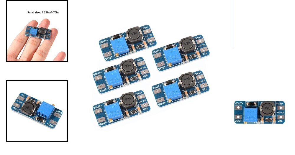 5PCS MT3608 DC-DC Step Up Boost Converter Module - Adjustable Voltage Regulator