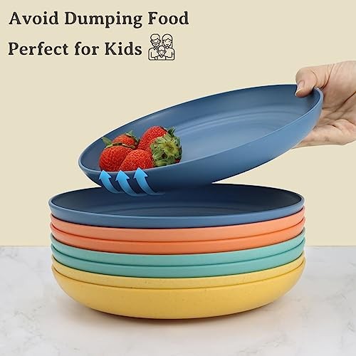 Wheat Straw Dinnerware Set of 32, Unbreakable Dinner 32 Pack Vibrant Series