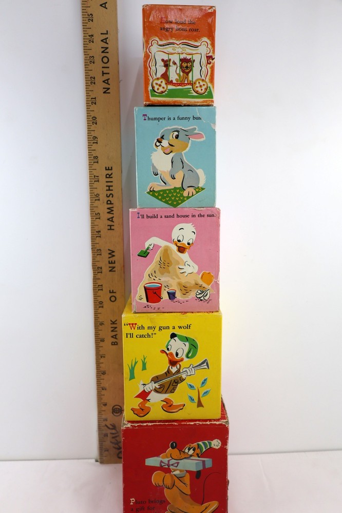 Vtg Disney Stacking Nesting Rattle Blocks - MICKEY MOUSE, DONALD DUCK & MORE