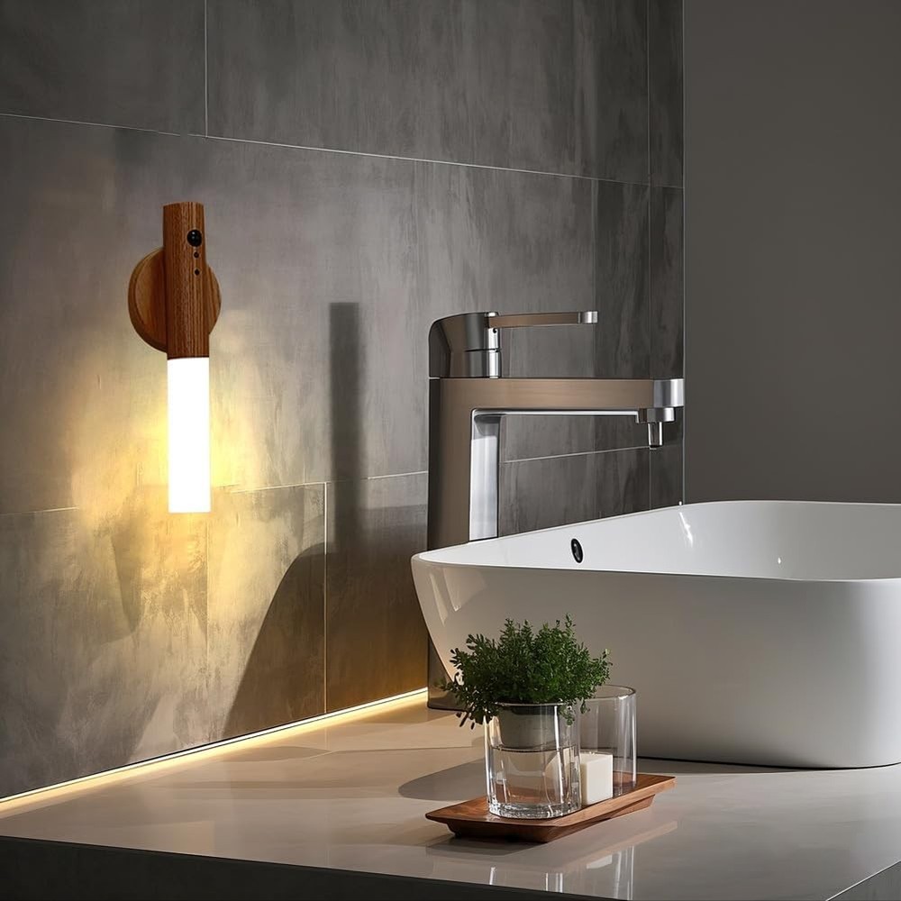 2 Pack Walnut Night Lights with Motion Sensor & RGB Touch Control | USB-C