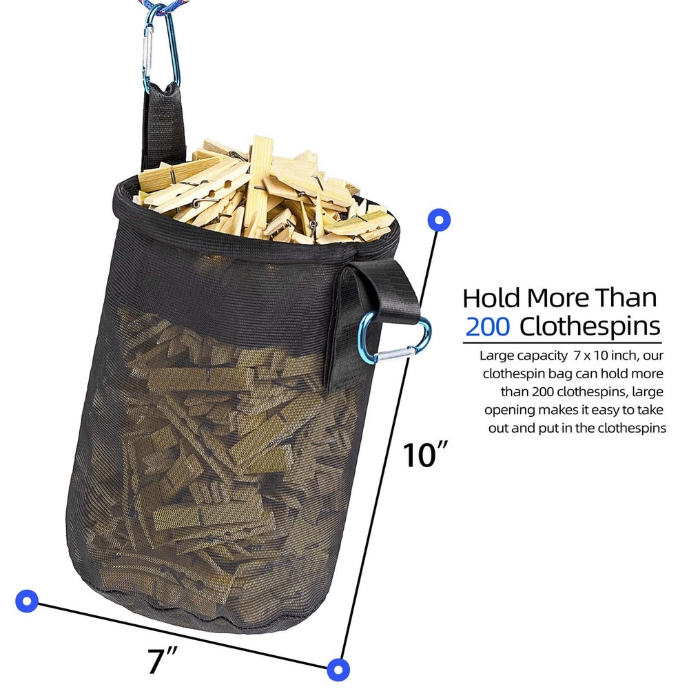 Mesh Clothespin Bag Holder Outside, Multiple Hanging Methods Clothes Pin with