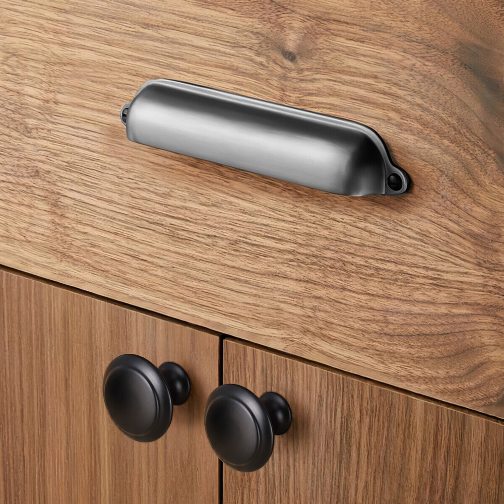 20 Pack Matte Black Kitchen Cabinet Knobs Round Drawer Pulls Stainless Steel