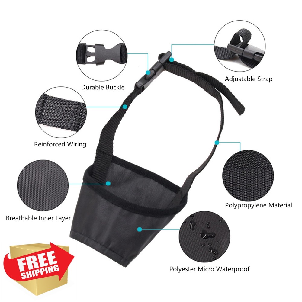 Black Nylon Dog Muzzle S Prevent Biting Drink