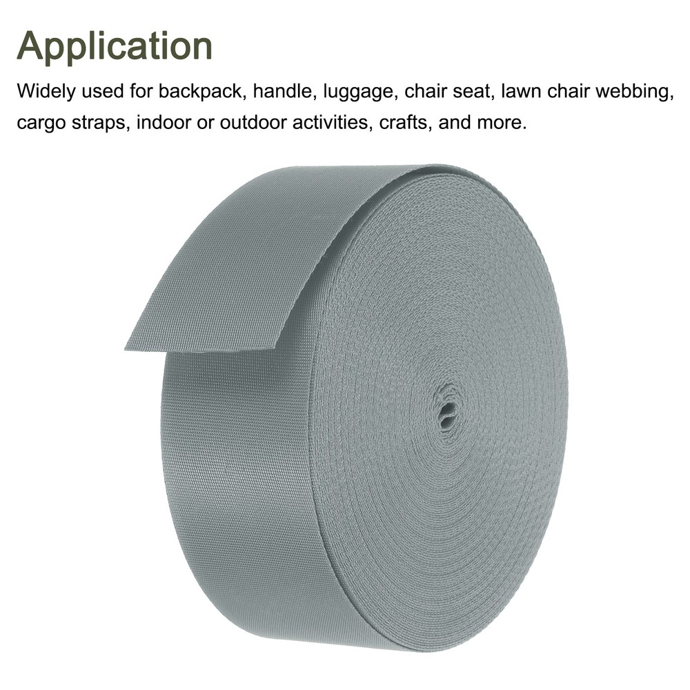 Flat Nylon Webbing Strap 2 Inch 25 Yards Iron Gray for Backpack
