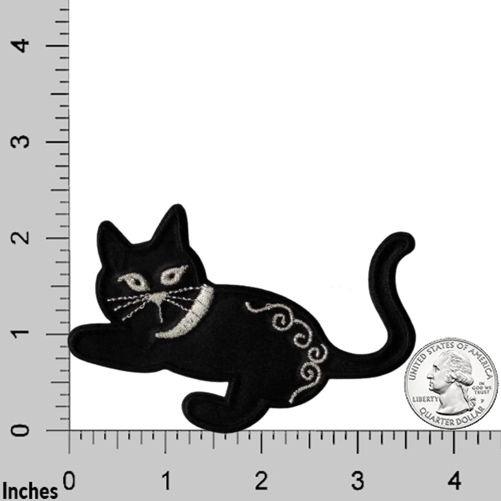 Satin Playful Kitten in Black (2 Pack) Iron on Patch