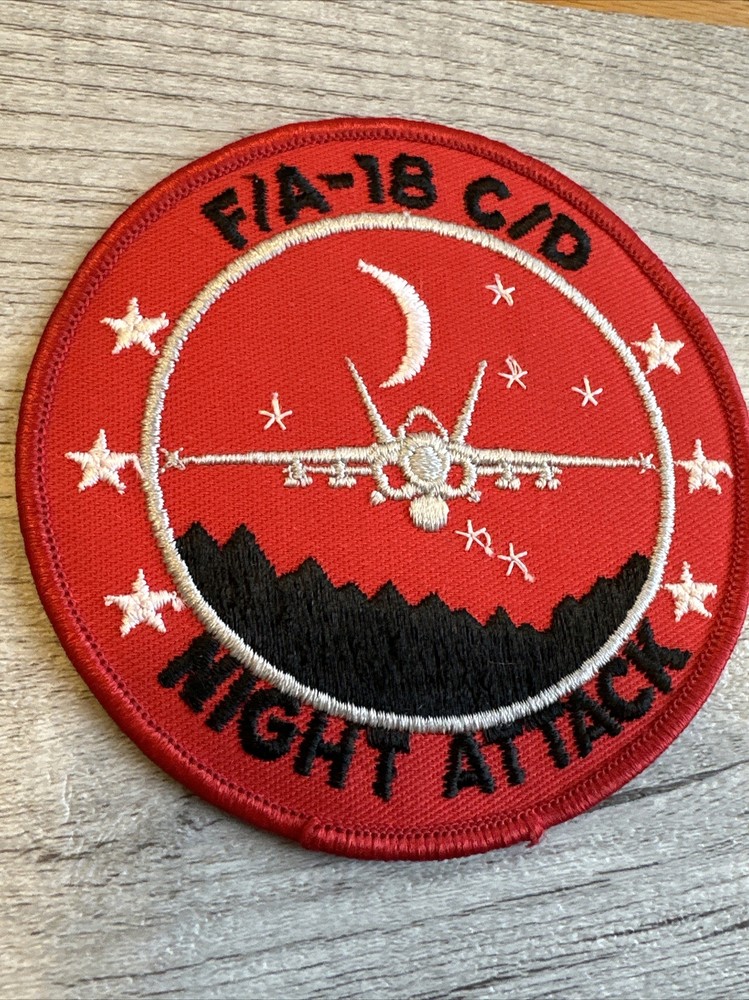 Night Attack F/A-18 C/D Fighter Bomber Jet Squadron Sew on Patch RED
