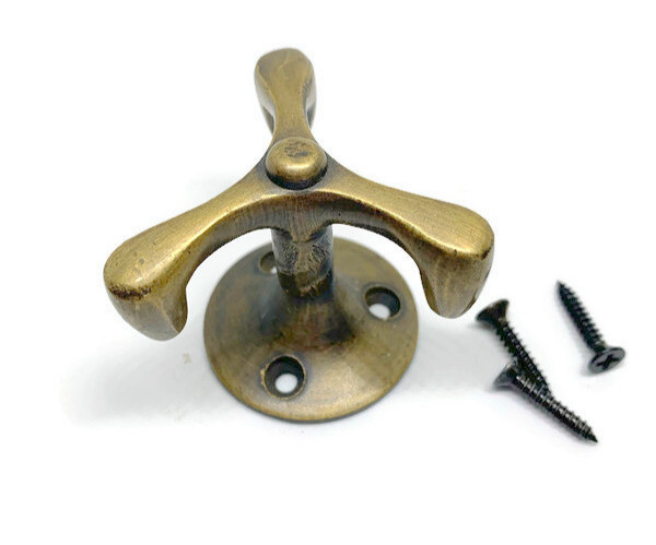 Solid Brass Swivel Hooks Vintage Wardrobe Kitchen Coat Hanger Rotating SPIN