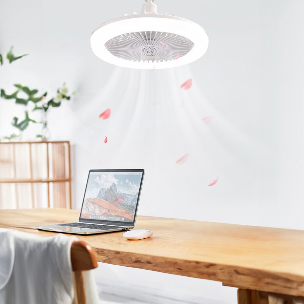 2 In 1 E27 Socket Fan Light With Remote Ceiling Fan Adjustable LED Smart 3 Speed
